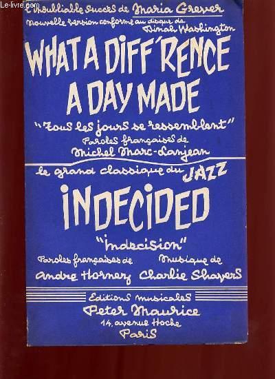 UNDECIDED FOX TROT / WHAT A DIFF' RENCE A DAY MADE (TOUS LES JOURS SE RESSEMBLENT). CHARLES SHAVERS / MARIA GREVER. [Near Fine] [Softcover]