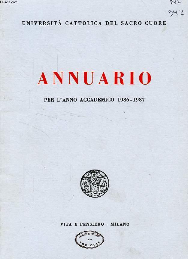 ANNUARIO PER L'ANNO ACCADEMICO 1986-87 - COLLECTIF