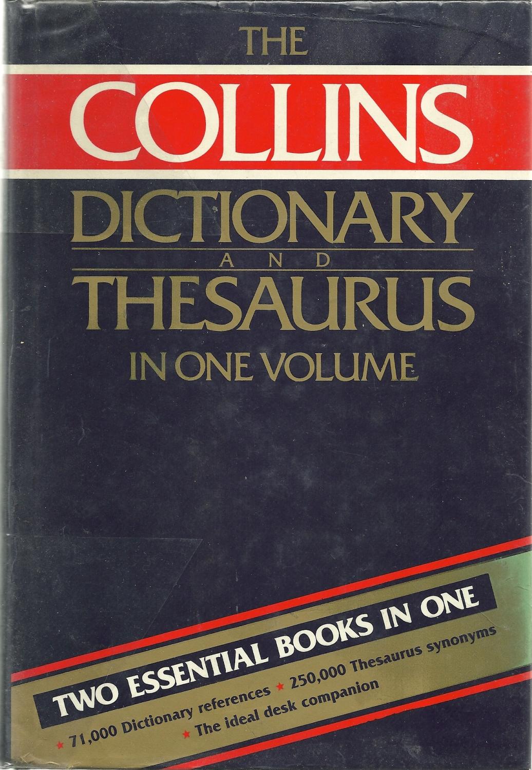 THE COLLINS DICTIONARY AND THESAURUS IN ONE VOLUME Muito Bom/Very Good