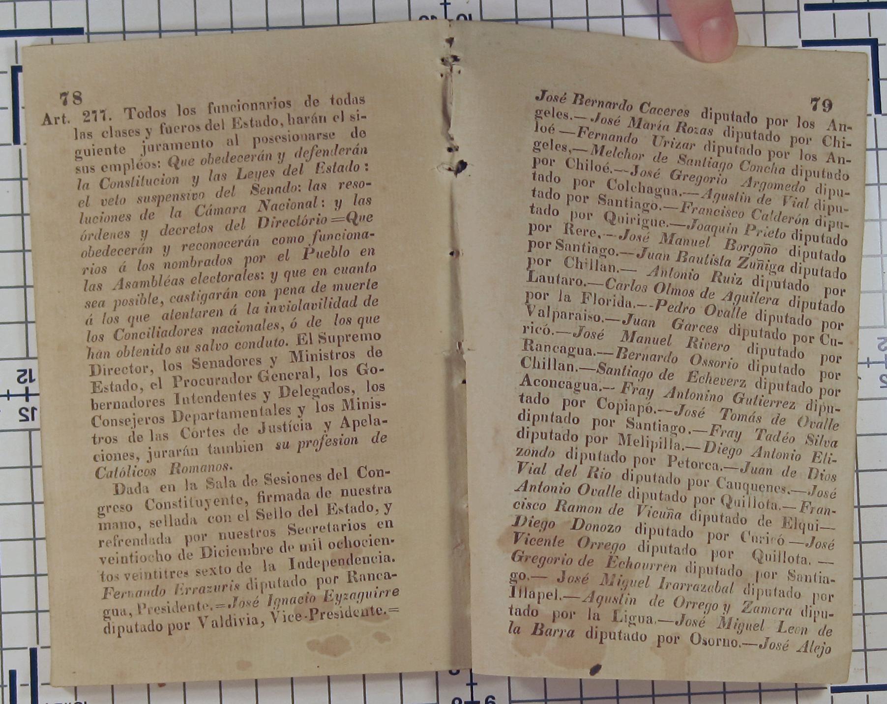 Constitucion politica del Estado de Chile. Promulgada en 29 de
