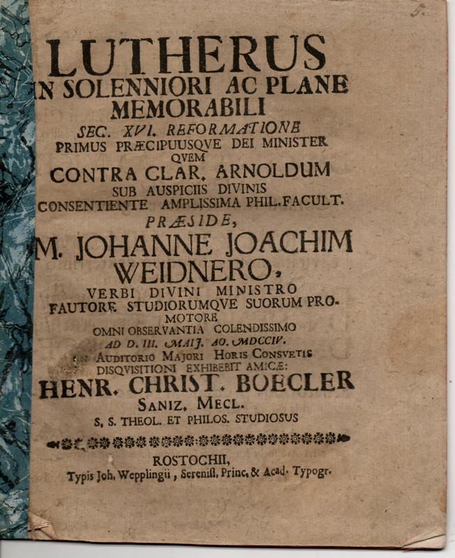 Lutherus In Solenniori Ac Plane Memorabili Sec. XVI. Reformatione