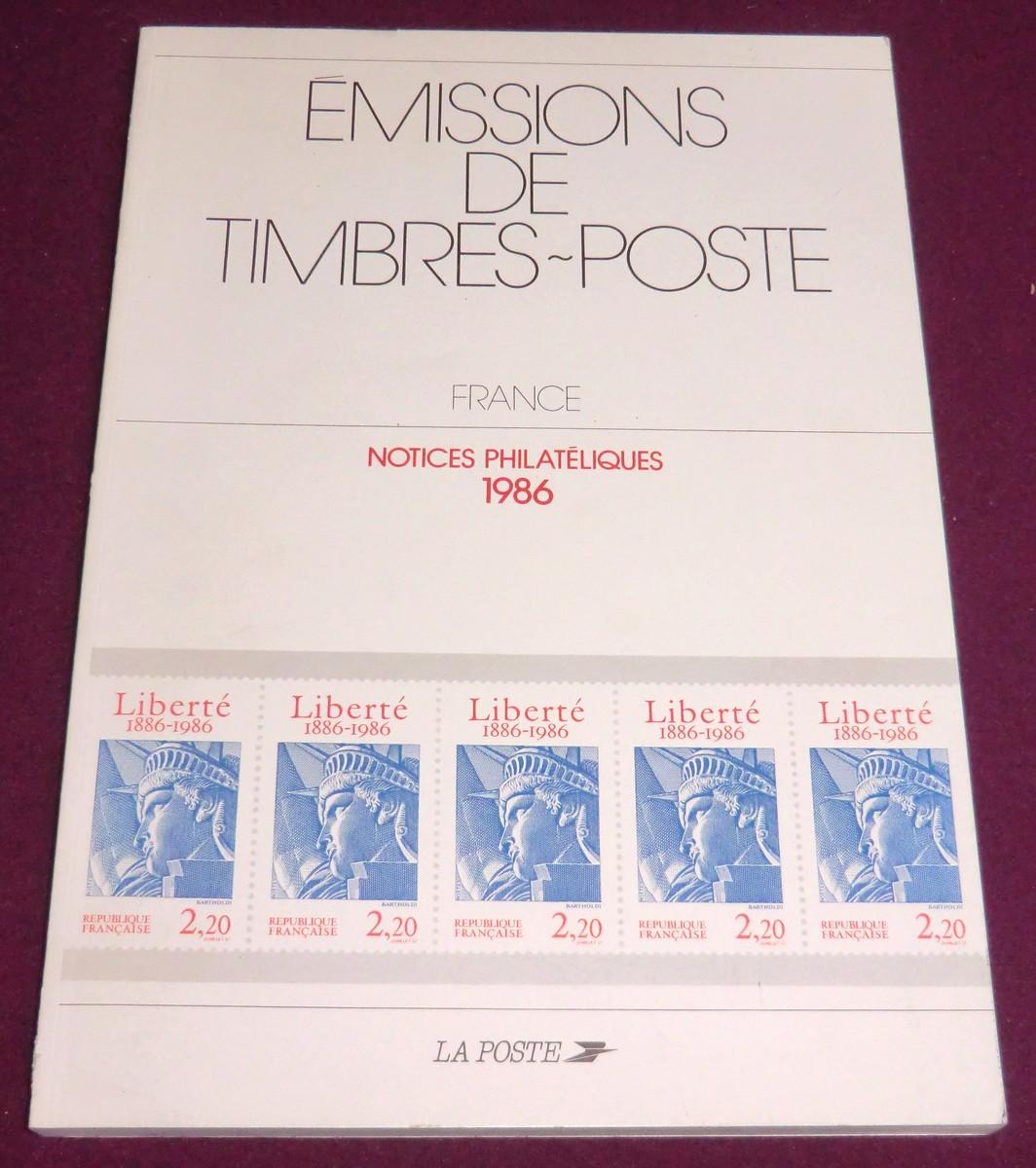 EMISSIONS DE TIMBRES-POSTE France - Notices philatéliques 1986