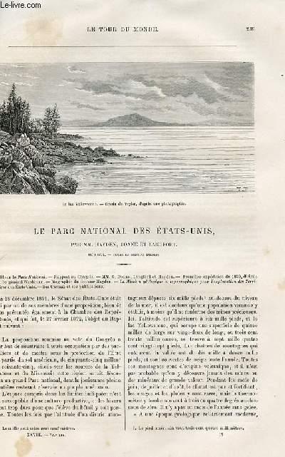 Le tour du monde - nouveau journal des voyages - livraison n°722,723,724 et 725 - Le Parc National des Etats Unis par Hayden, Doane et Langfort (1870