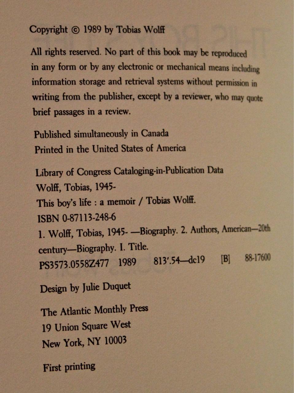 This Boy S Life A Memoir By Tobias Wolff Very Good Hardcover 19 Vandello Books Member Ioba This Boy S Life A Memoir By Tobias Wolff Very Good Hardcover 19 Vandello Books Member Ioba