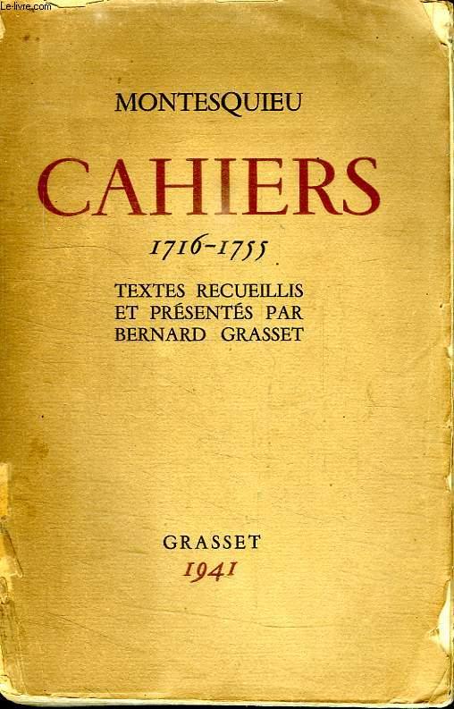 CAHIERS. 1716-1755. by MONTESQUIEU.: bon Couverture souple (1941) | Le ...
