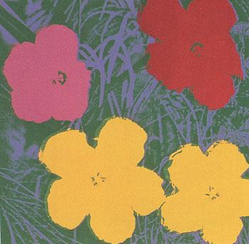 Flowers 1970 in Meadow Green, Wisteria Blue, Chrome Yellow and Wine Red. Warhol, Andy (After). [Good]