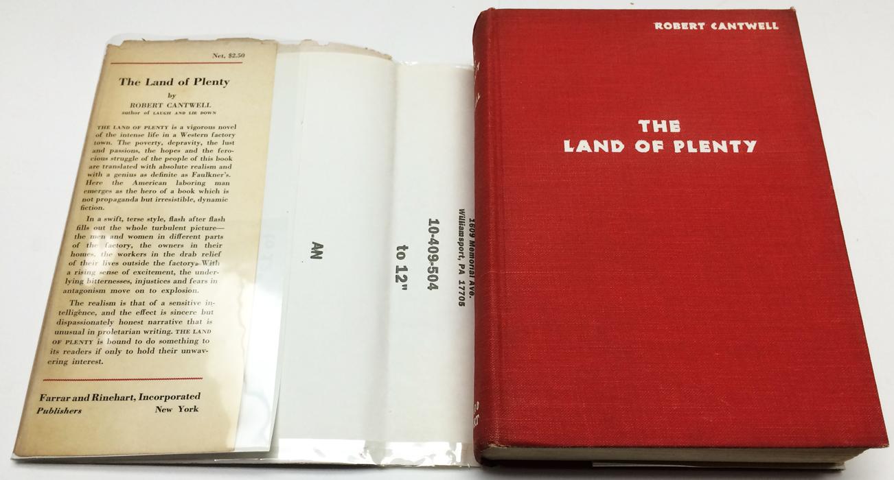 The Land of Plenty (INSCRIBED) by Cantwell, Robert Very Good Hardcover (1934) 1st Edition