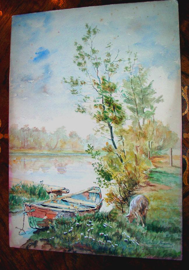 Magnifique aquarelle originale représentant un mouton en train de ...