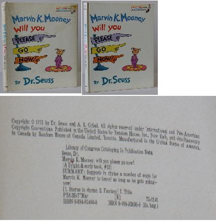 Marvin K. Mooney Will You Please Go Now! von Dr. Seuss: Fine Hardcover ...