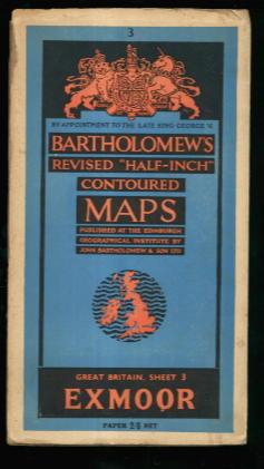 Vintage Cloth Bartholomew's Half Inch Contoured Map Exmoor 1958 Sheet 3 