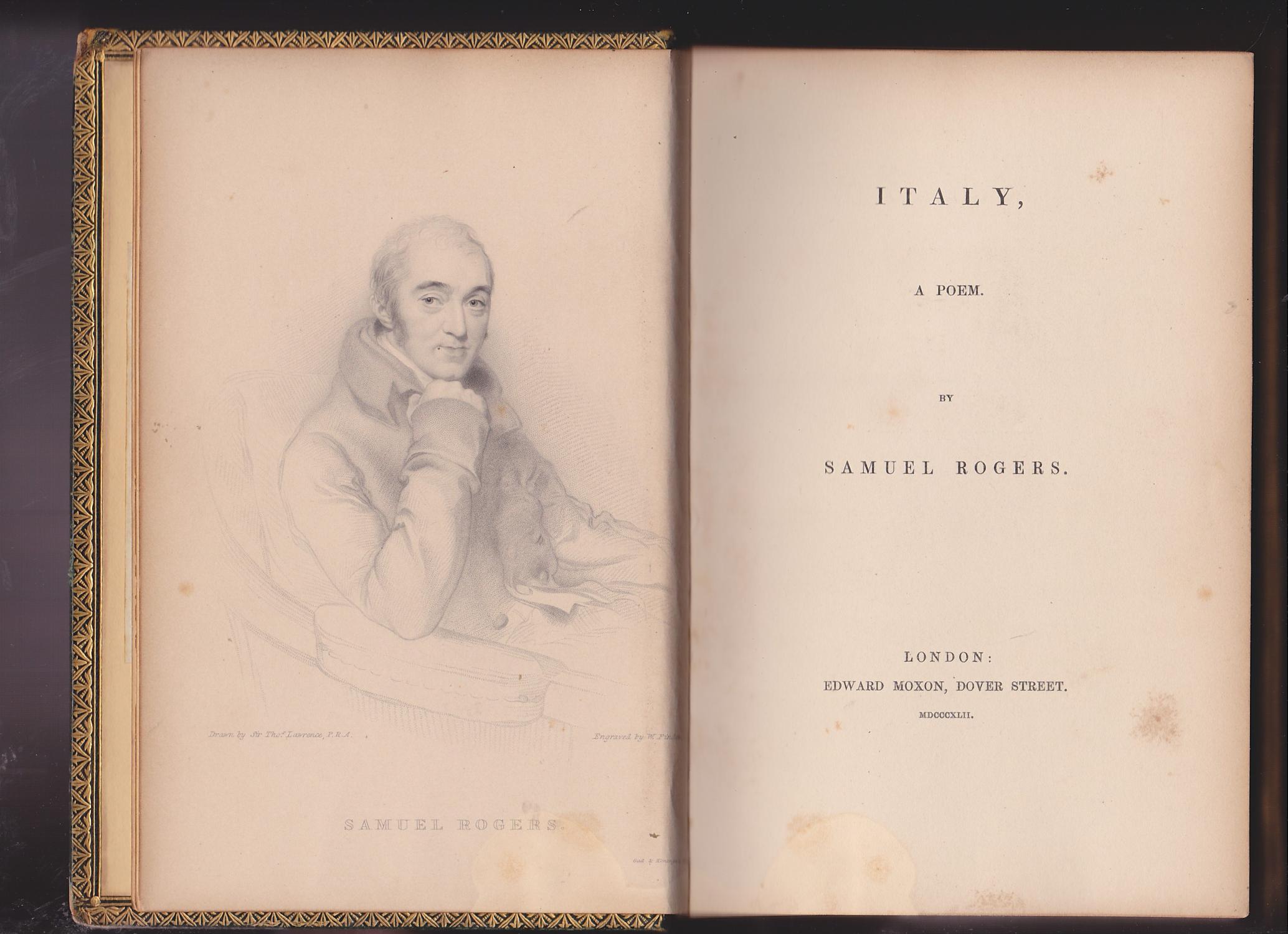 Italy, a Poem by Rogers, Samuel: Good Hardcover (1842 Italy, a Poem by Rogers, Samuel: Good Hardcover (1842