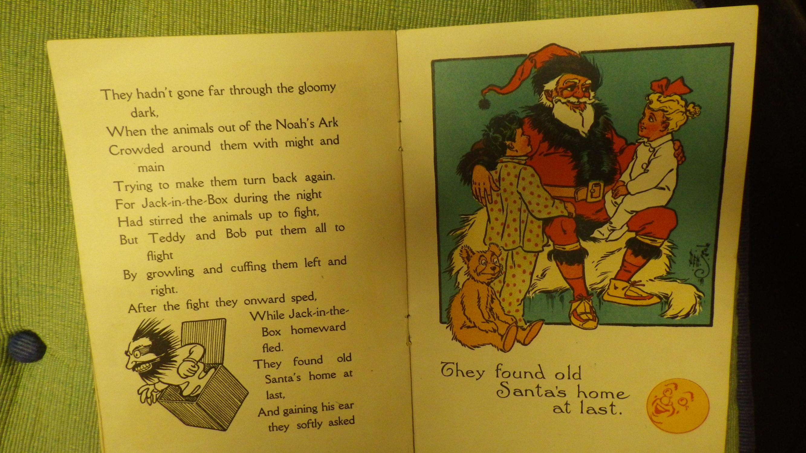 The Teddy Bear's Christmas, Vintage 1908 Adorable Book, Illustrated By W. W. Denslow In Color of Little Boy , Girl & Yellow Bear & Jack-in-the-Box, O