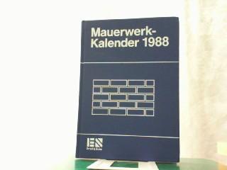 Mauerwerk-Kalender 1988. Taschenbuch für Mauerwerk, Wandbaustoffe, Schall-, Wärme- und Feuchtigkeitsschutz. - Peter Funk