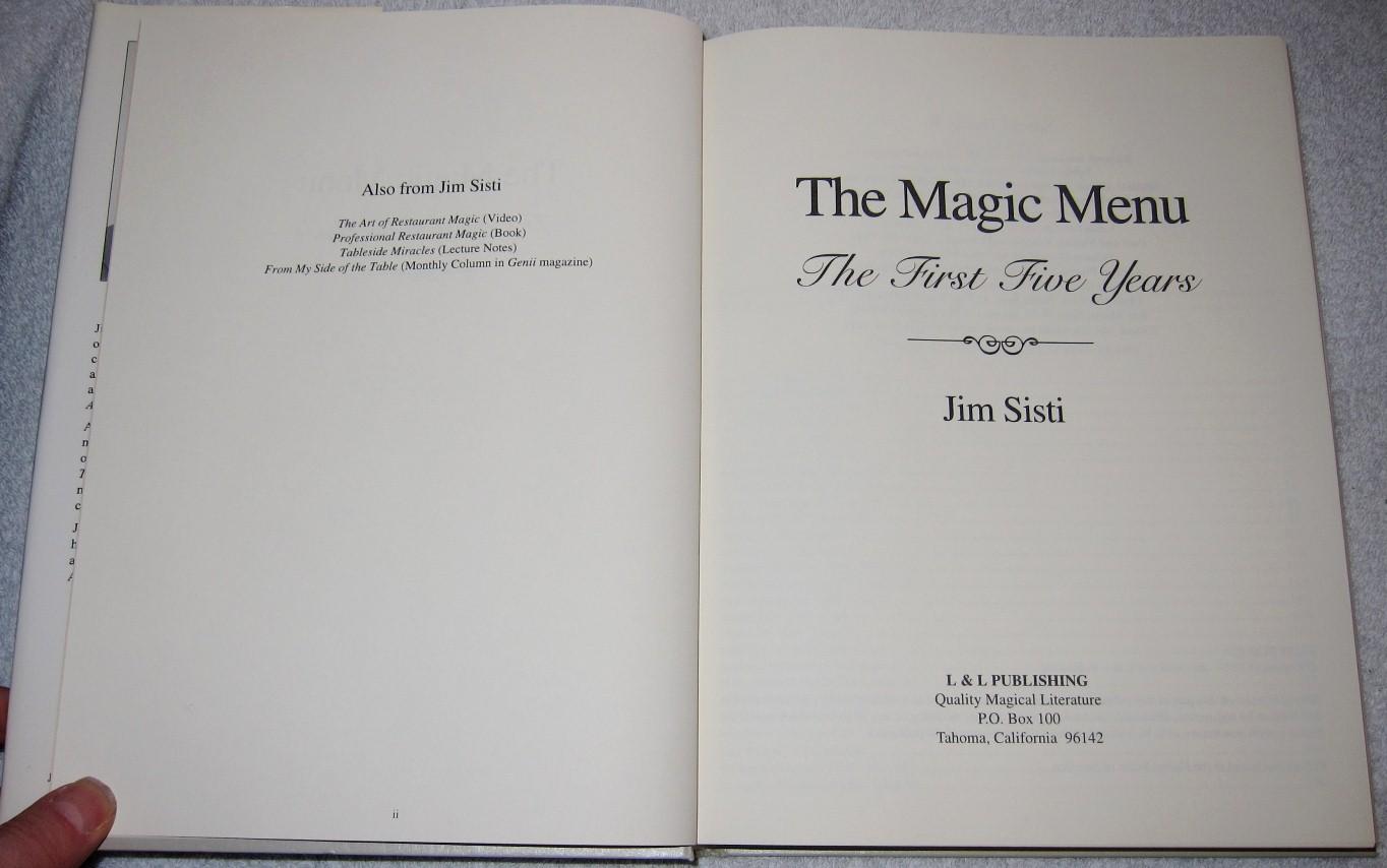 The Magic Menu. The First Five Years. Issues 1 to 30. by Sisti, Jim ...