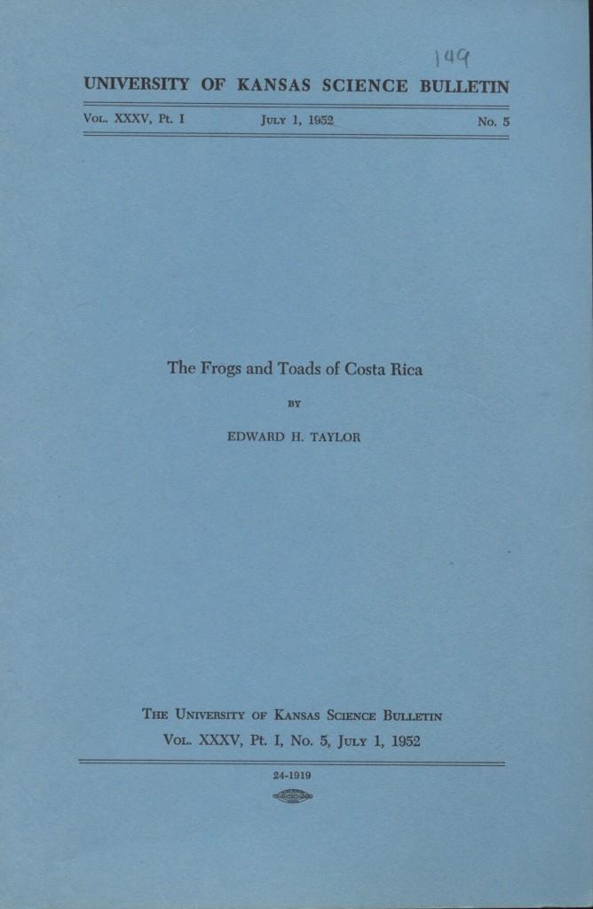 A Review of the Frogs and toads of Costa Rica by Taylor, Edward H