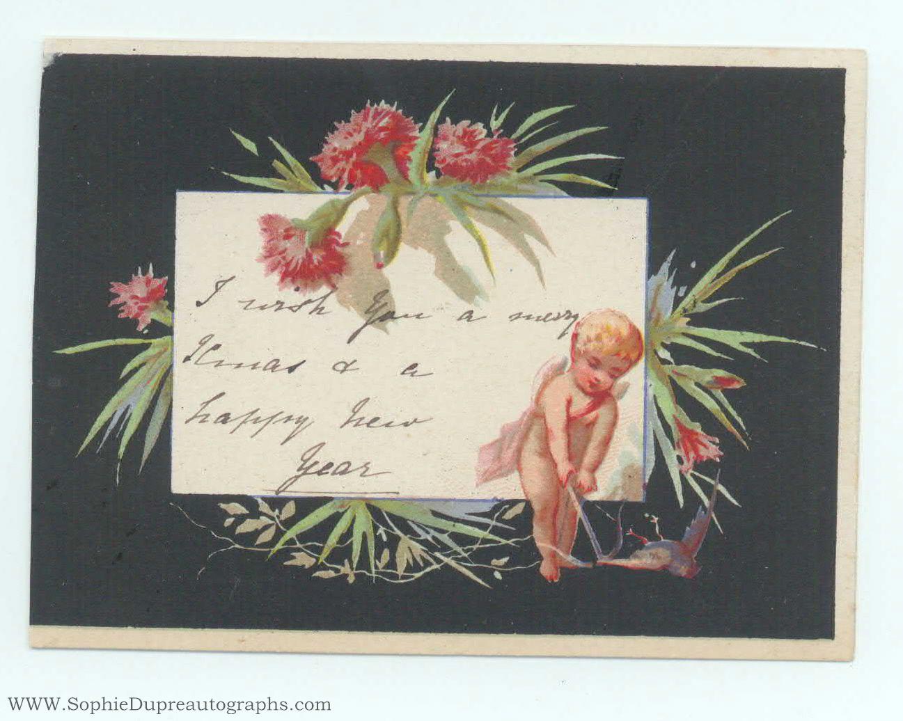 Christmas card signed and inscribed, (1860-1919, eldest daughter of Emperor Friedrich III, from 1878 wife of Bernhard III, Duke of Saxe-Meiningen, si