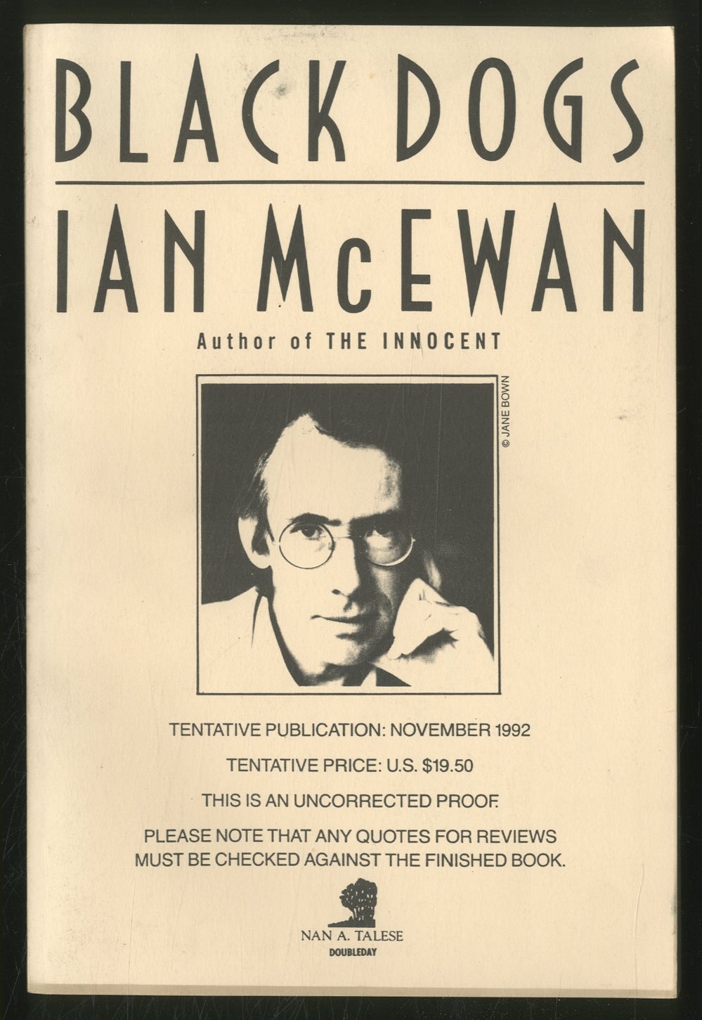 Black Dogs by MCEWAN, Ian Near Fine Softcover (1992) Between the