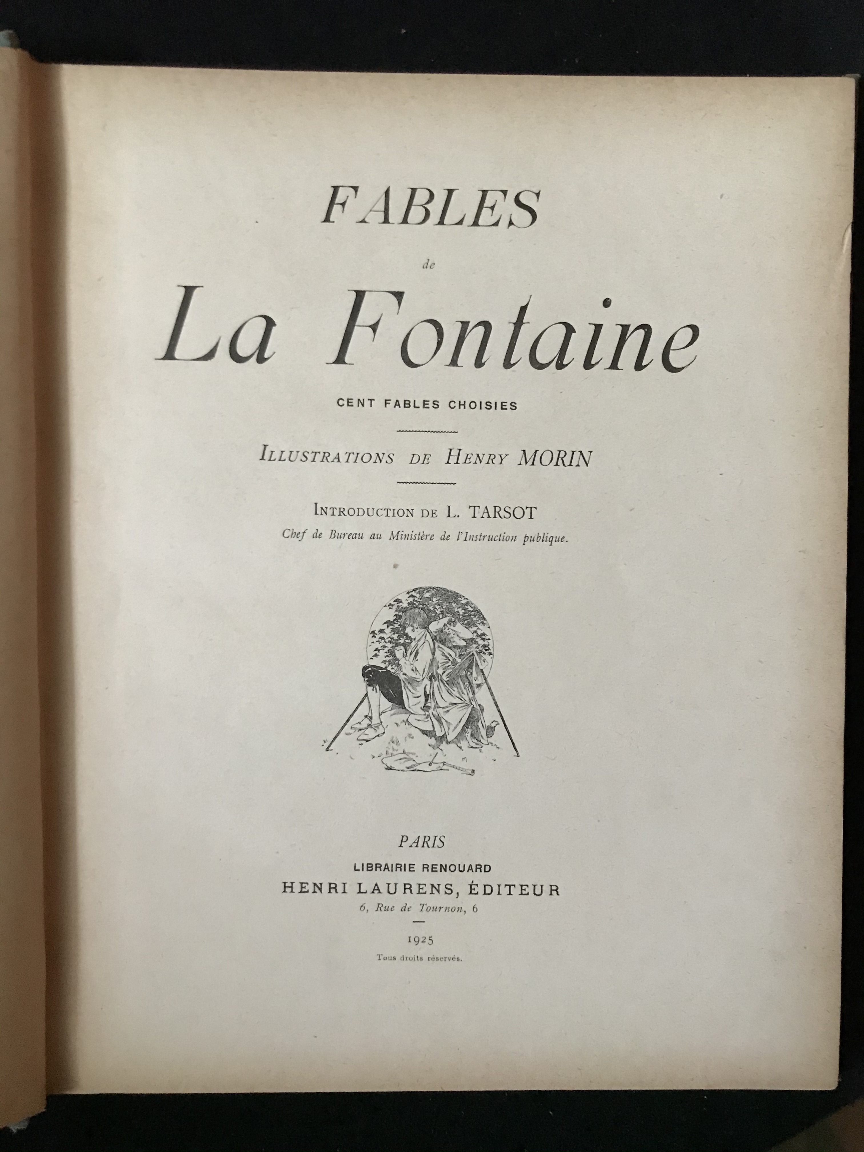 Fables De La Fontaine Cent Fables Choisies By La Fontaine Very Good Hard Cover 1925 Old Bookshelf