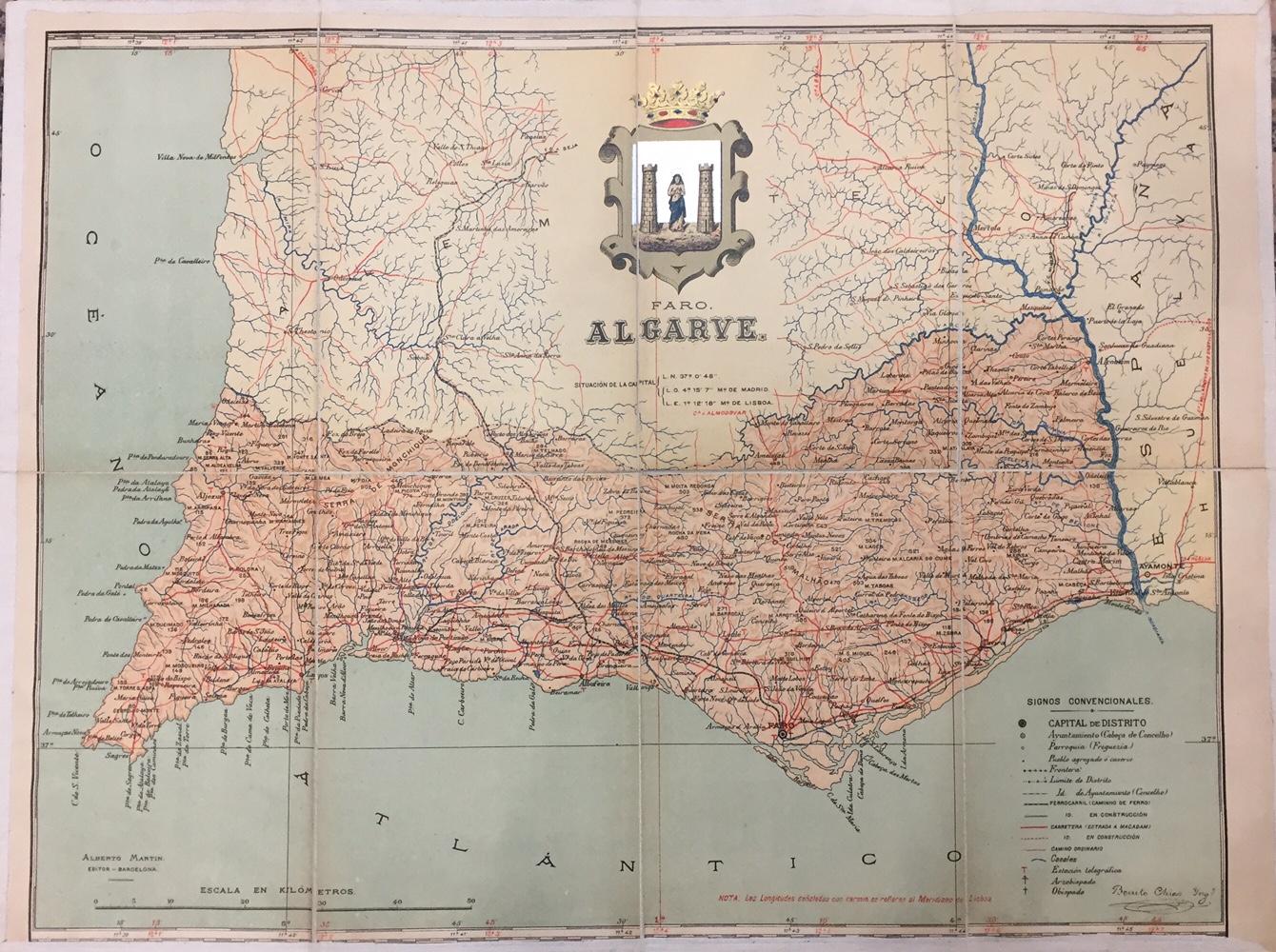 mapa de 1902 de algarve - faro, portugal. de 37 - Comprar Mapas