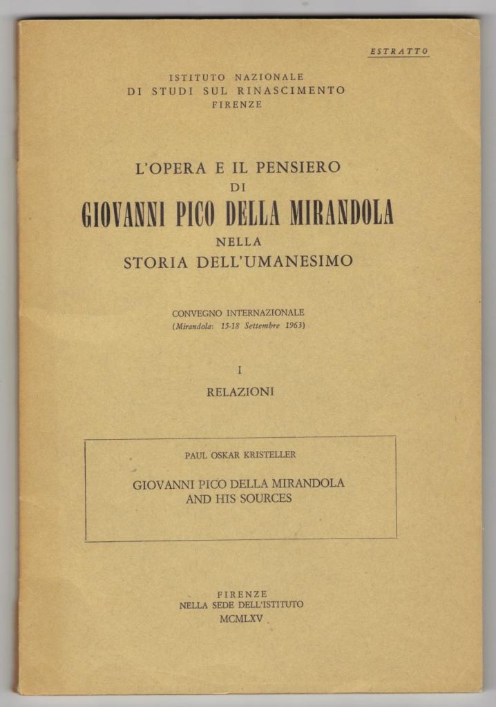 Giovanni Pico della Mirandola and his Sources - Extract from L'Opera e ...
