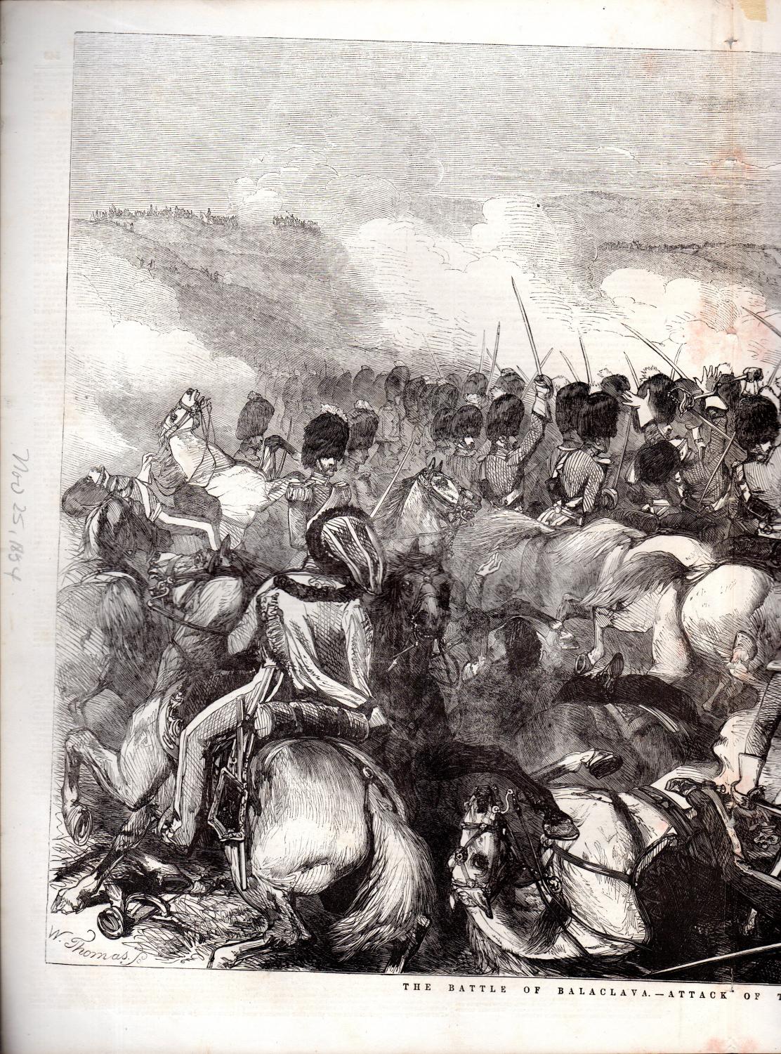 ENGRAVING "The Battle of Balaclava".from the Illustated London News, November 25, 1854 by