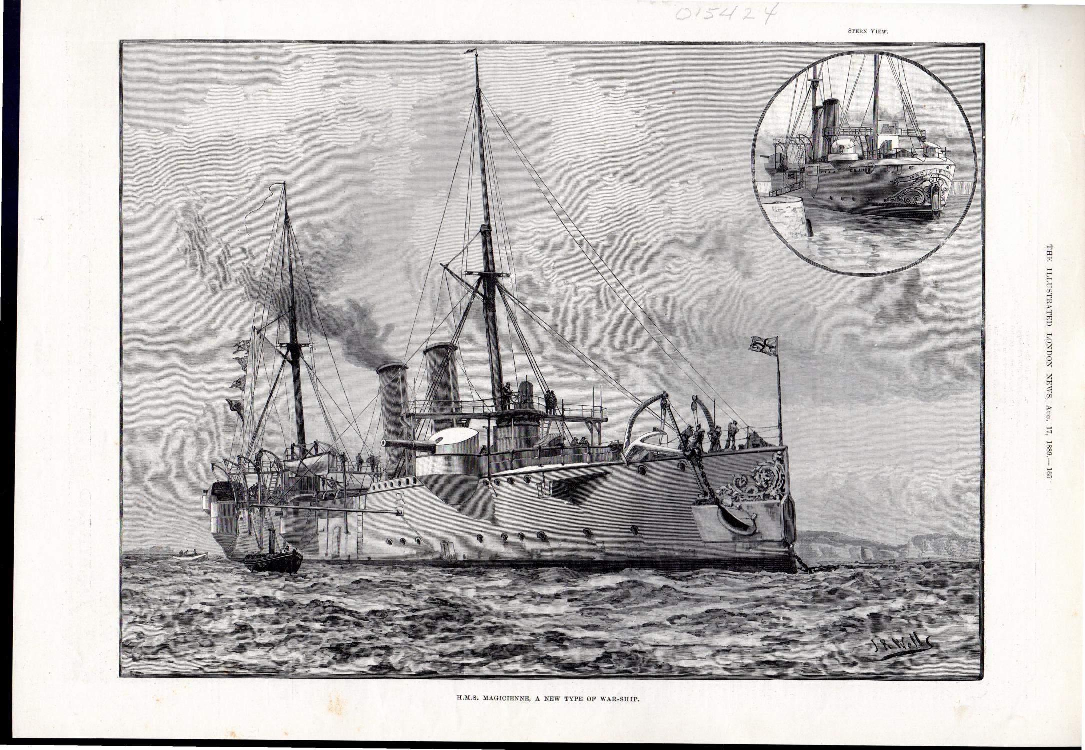 Print H M S Magicienne A New Type Of War Ship Engraving From Illusrated London News August 17 18 By Illustrated London News Very Good Unbound 18 1st Dorley House Books Inc