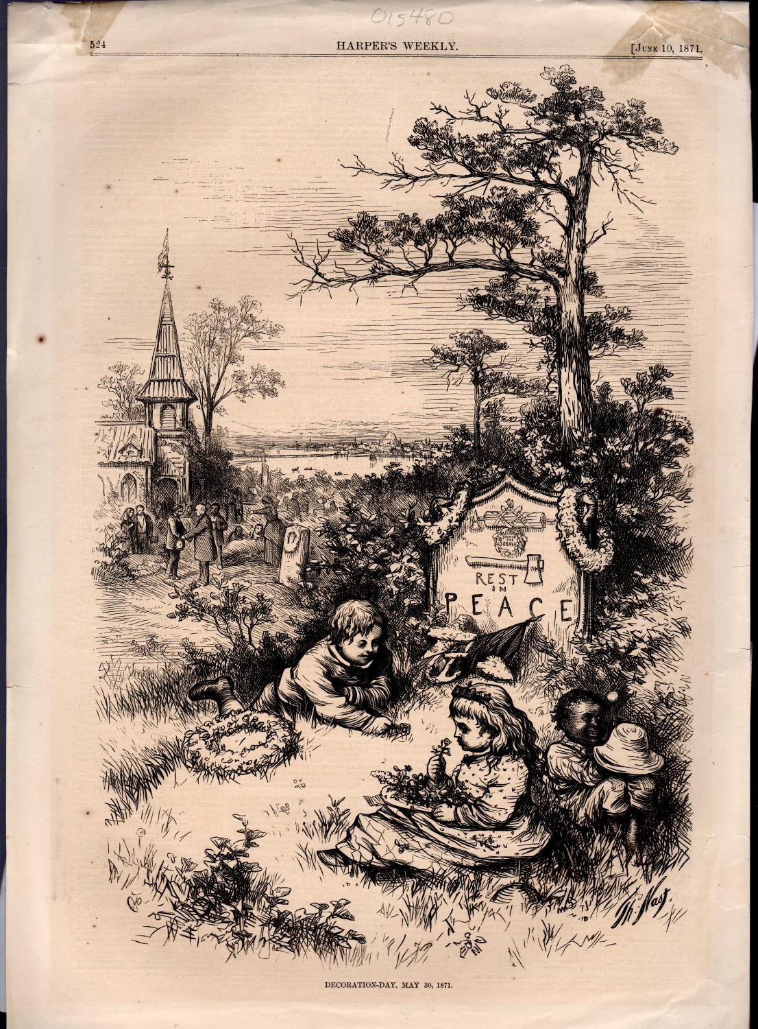 ENGRAVING 'Decoration Day, May 30, 1871'. engraving from Harper's