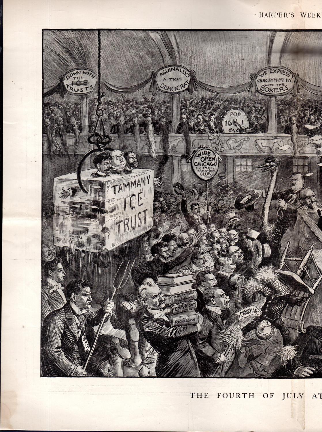 ENGRAVING 'The Fourth of July at Kansas City'.engraving from Harper's