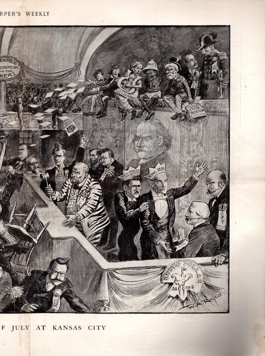 ENGRAVING 'The Fourth of July at Kansas City'.engraving from Harper's