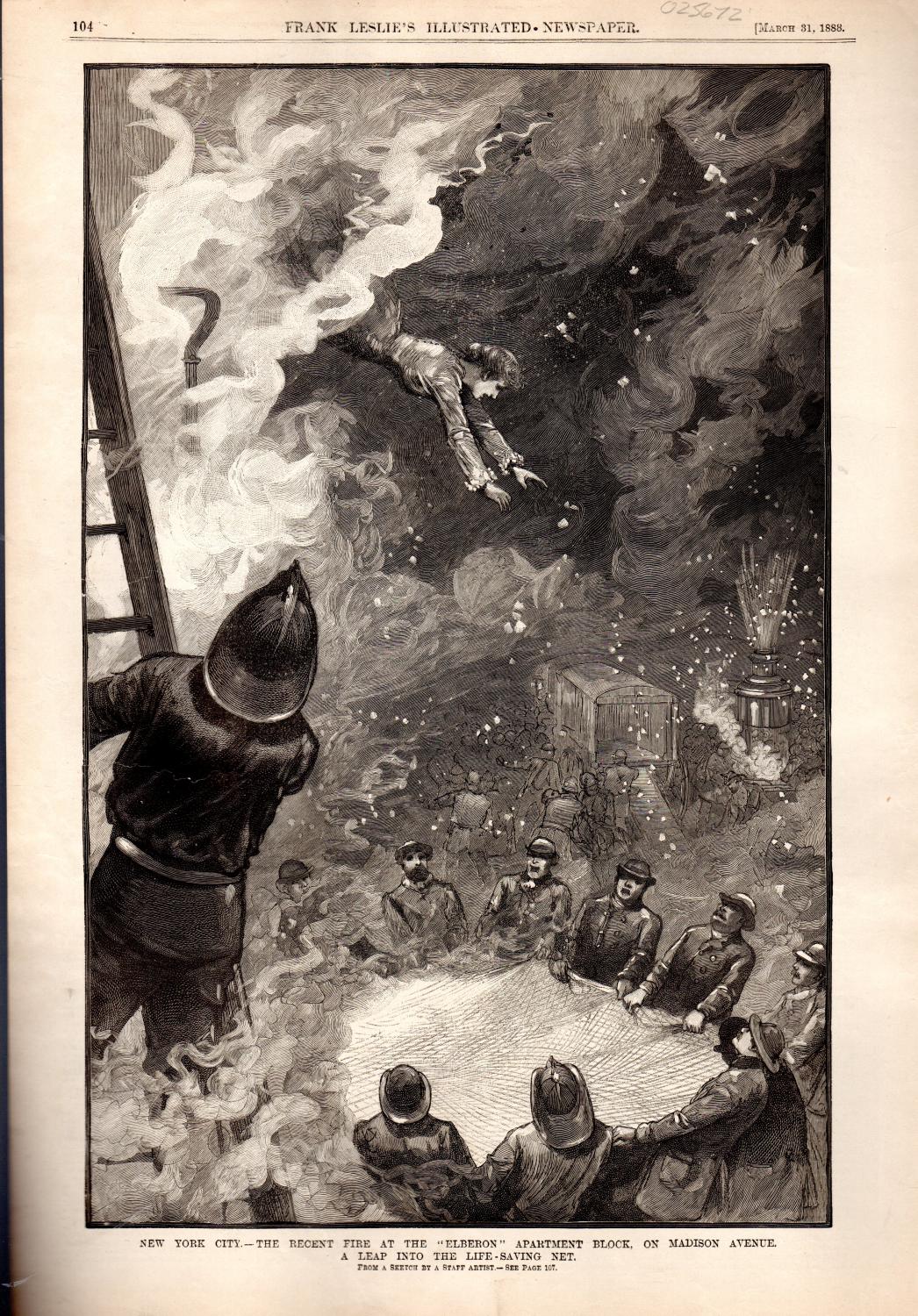 ENGRAVING "New York CityThe Recent File at the 'Elberon' Apartment