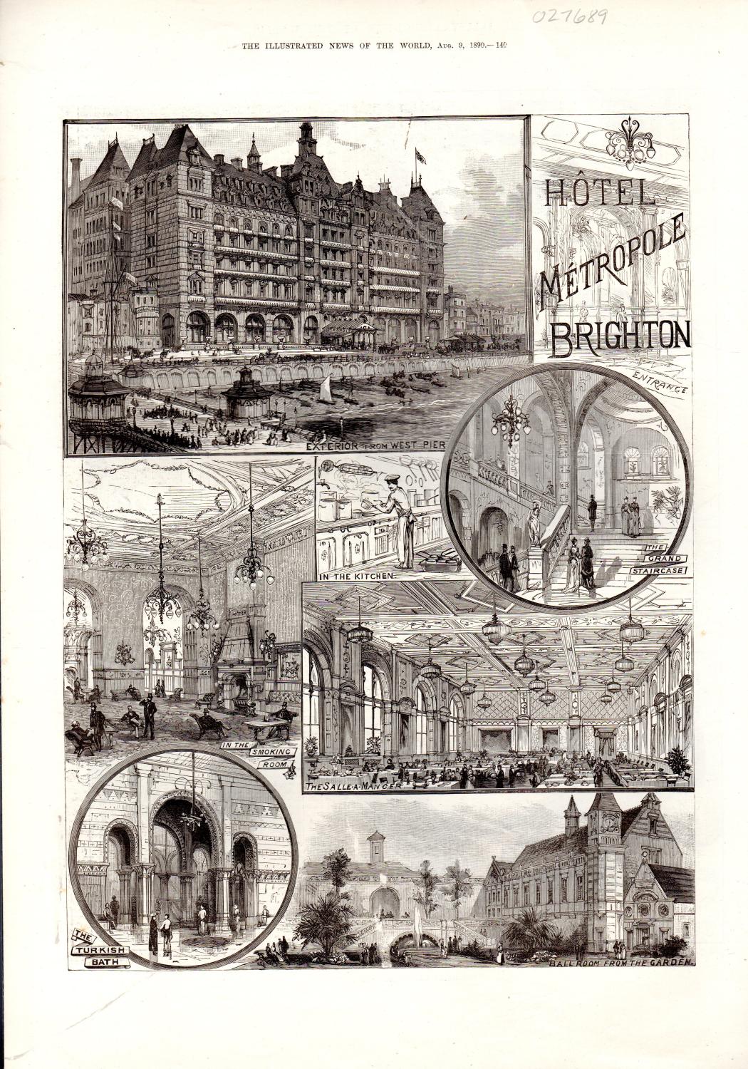 ENGRAVING "Hotel Metropole Brighton (England)". from The Illustrated