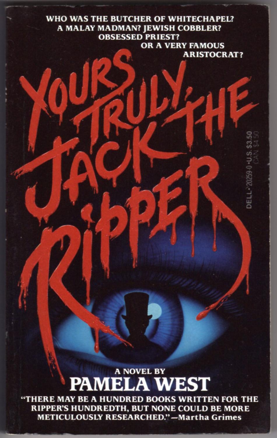 Yours Truly Jack The Ripper By West Pamela Very Good Plus Soft Cover 1989 First Printing Mirror Image Book