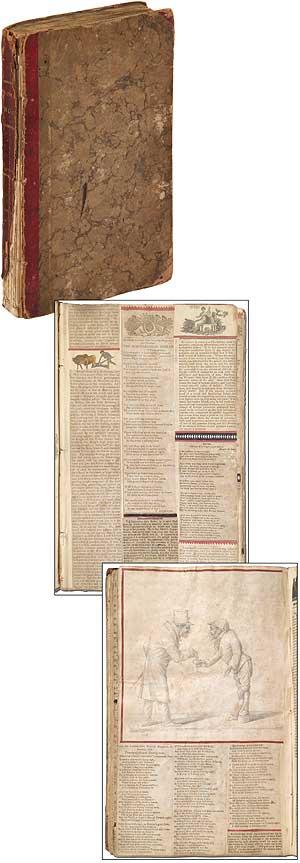 [Scrapbook]: A Collection of Newspaper Clippings & Hand-Colored Wood and Steel engravings (circa 1822-1830) [Very Good] [Hardcover]