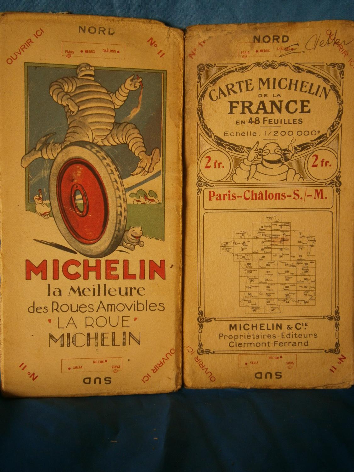 CARTE MICHELIN de la FRANCE ( En 48 FEUILLES ) N° 11 / PARIS - CHALONS ...