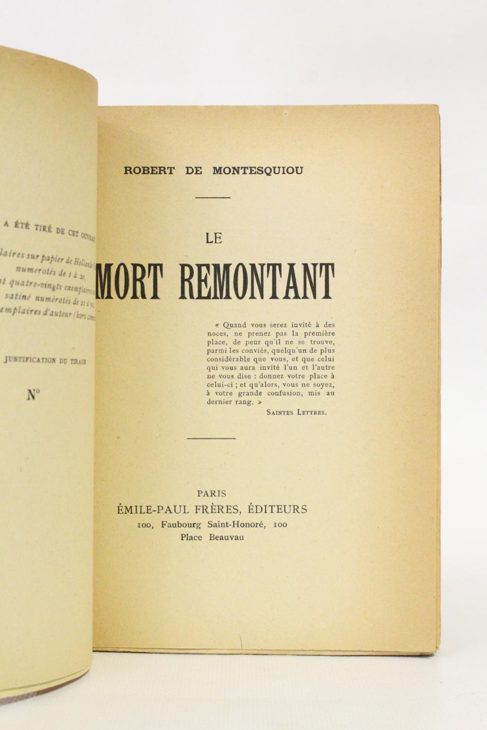 Le mort remontant by MONTESQUIOU Robert de: couverture souple (1922 ...
