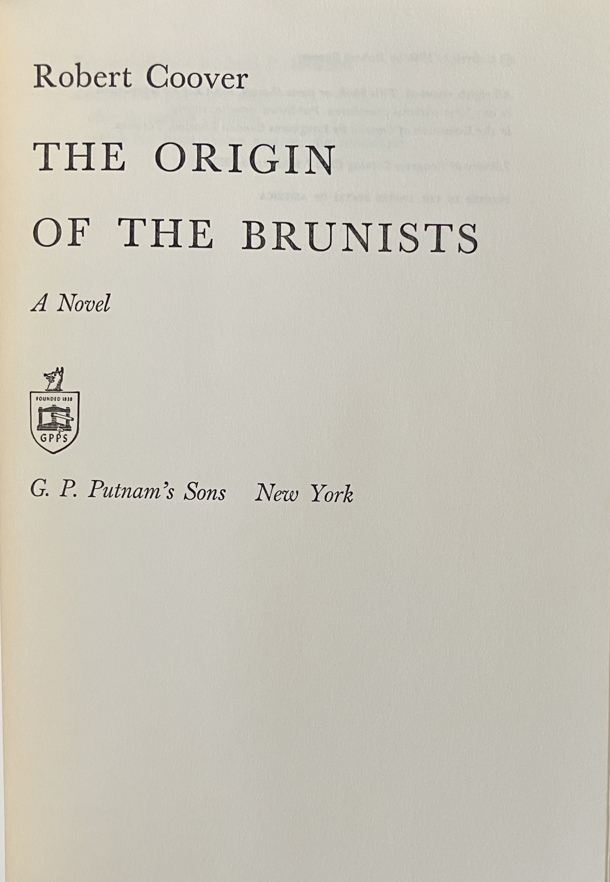 The Origin of the Brunists by Coover, Robert: Very Good Hardcover (1966 ...