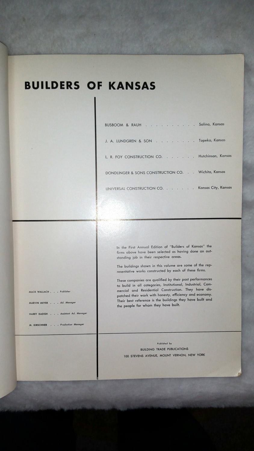Builders of Kansas Busboom & Rauh. Salina, Kansas; J. A. Lundgren