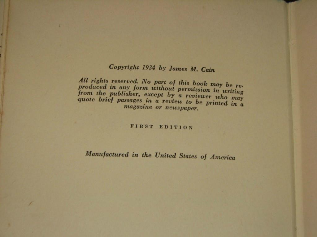 The Postman Always Rings Twice by Cain, James M.: Fine Hardcover (1934