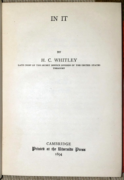 Withly H In It by Whitley, H. C.: Good Cloth - Hard Cover (1894) First Edition ...