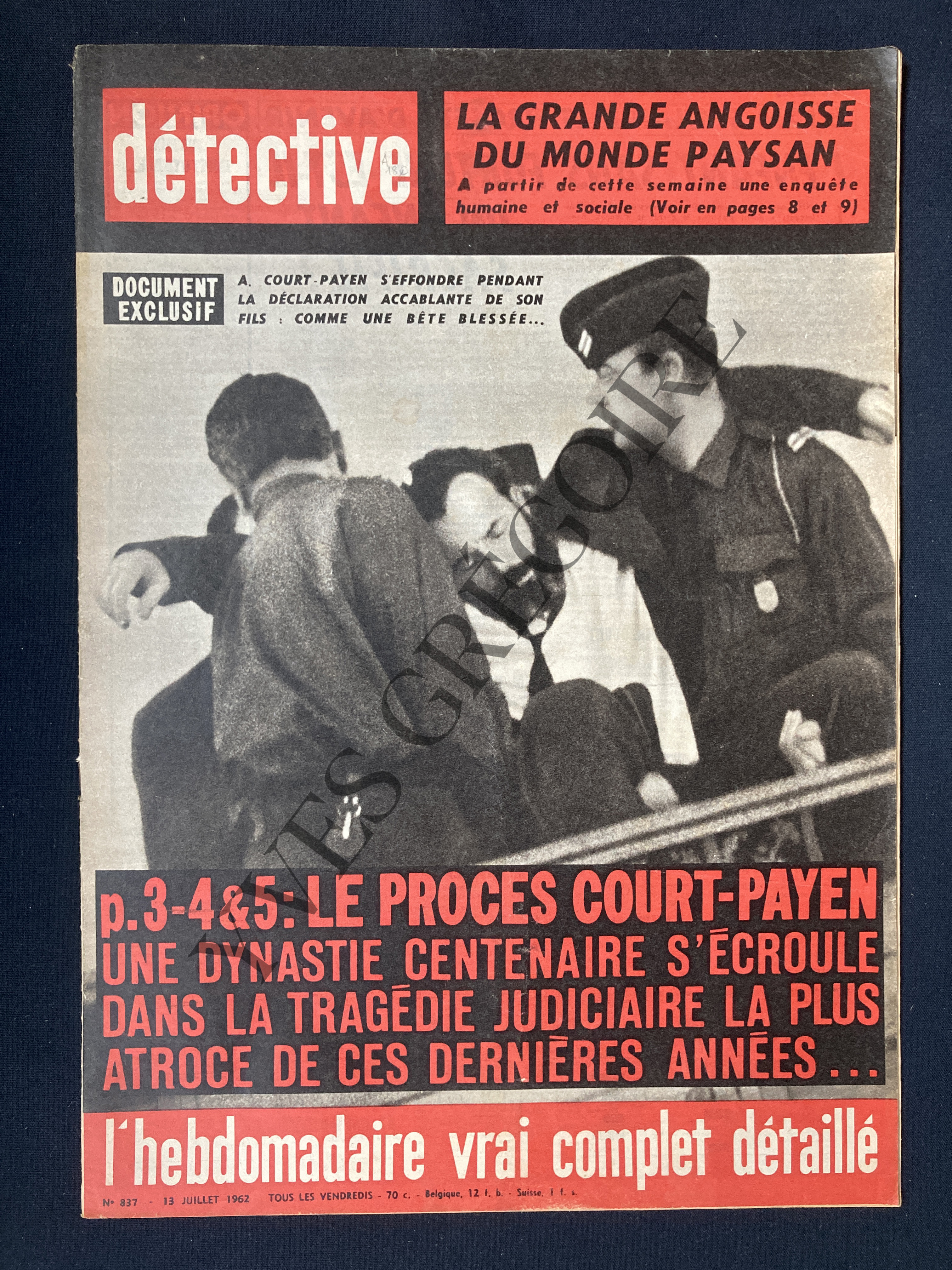 DETECTIVE-N°837-13 JUILLET 1962 [Très bon] [Couverture souple]