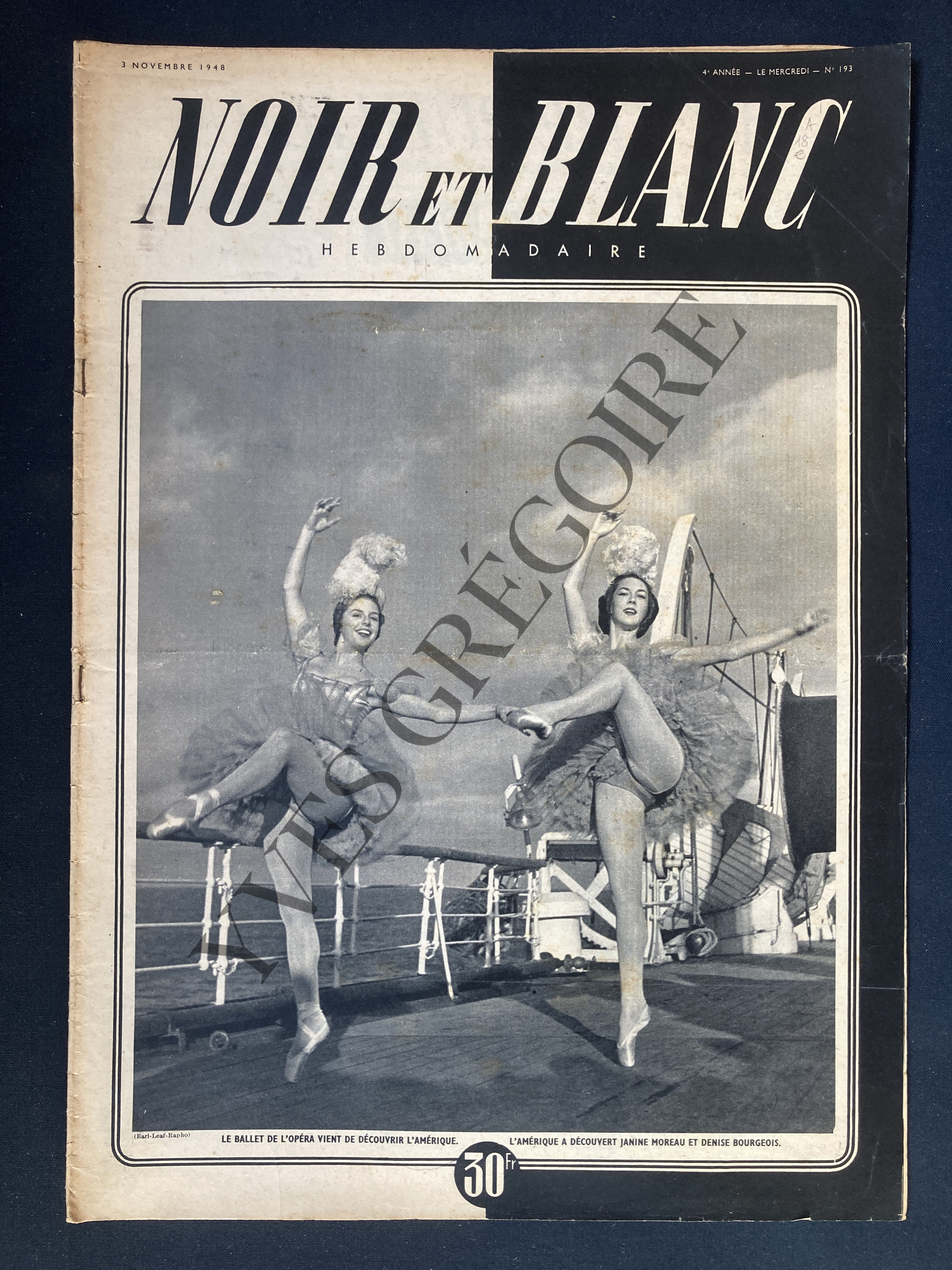 NOIR ET BLANC-N°193-3 NOVEMBRE 1948 [Bon] [Couverture souple]