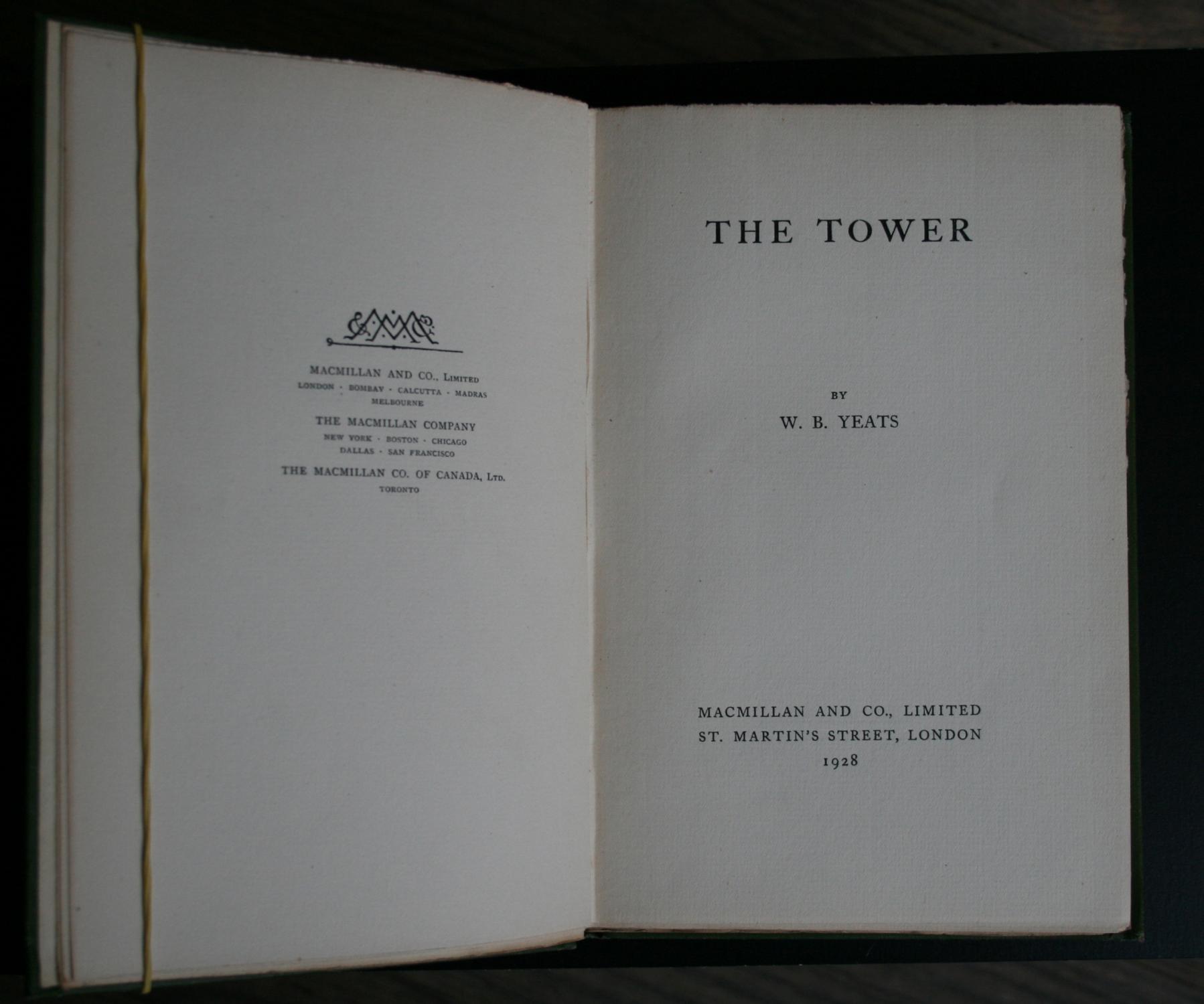 The Tower by Yeats, W.B.: Fine Hardcover (1928) 1st Edition, Signed by ...