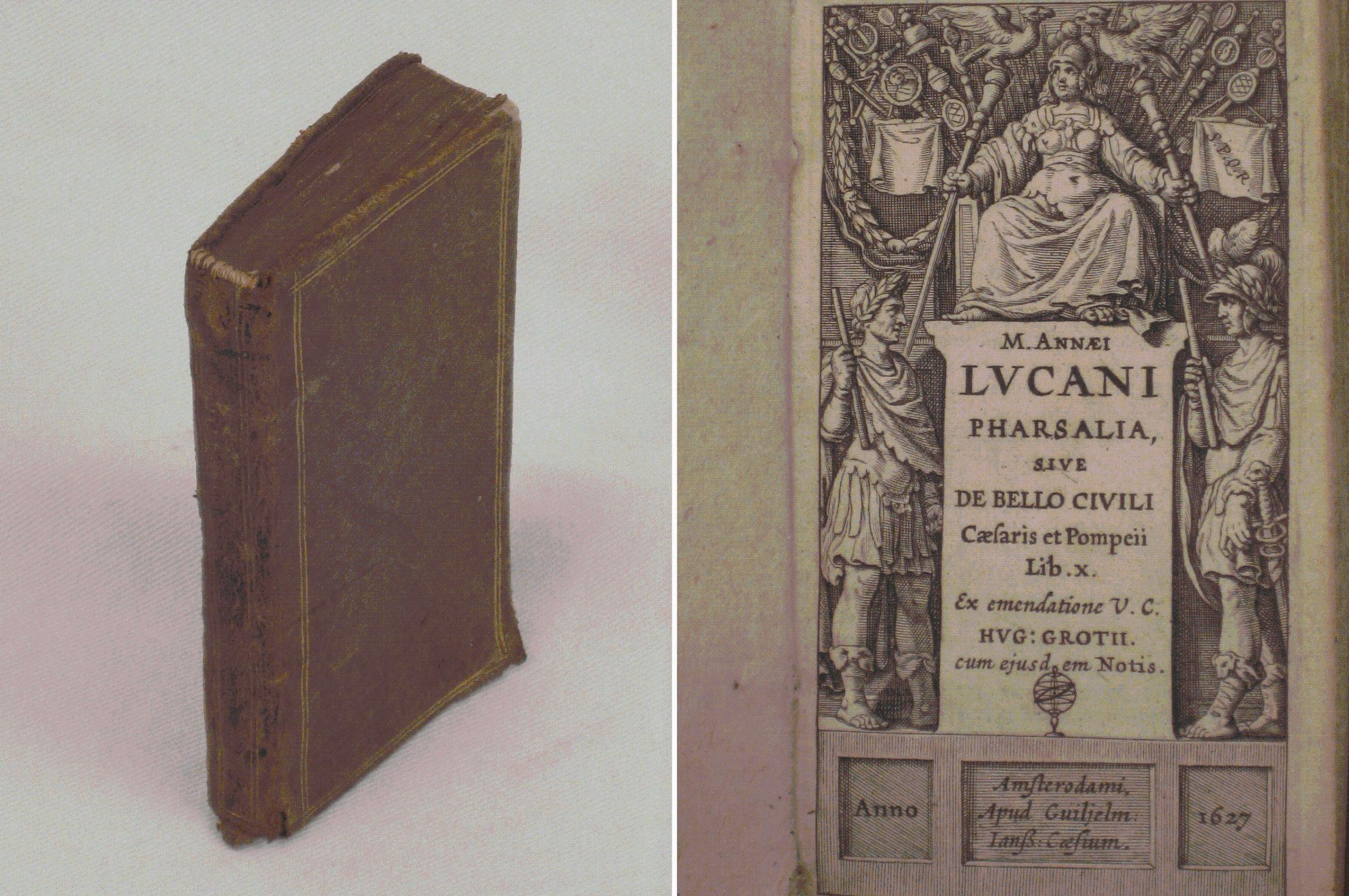 M Annaei Lucani Pharsalia Sive De Bello Civili Caesaris Et Pompeii Lib X Ex Emendatione V C Hug Grotii Cum Ejusdem Notis By Marco Anneo Lucano Hugo Grotius O Grocio 1627 Miqueleiz Antiguedades