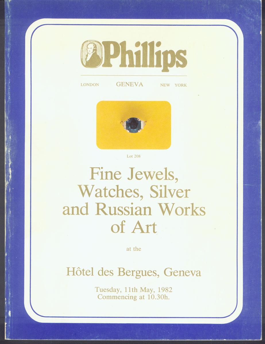 FINE JEWELS, WATCHES, SILVER AND RUSSIAN WORKS OF ART. 11 May 1982 Phillips, Son and Neale S.A. [Very Good] [Softcover]