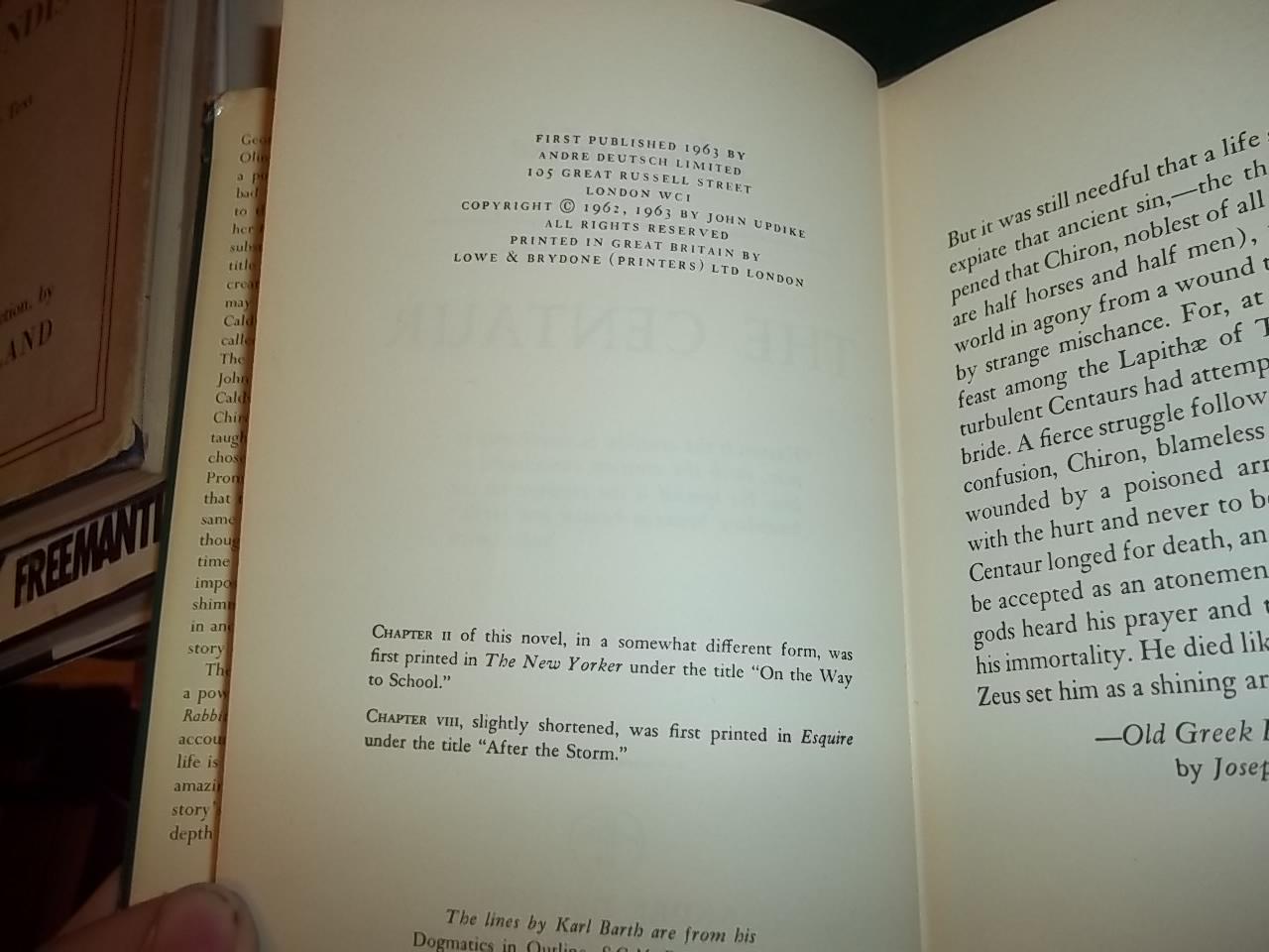 The Centaur by Updike, John: Good Hardcover (1963) 1st Edition ...