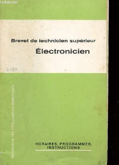 BREVET DE TECHNICIEN SUPERIEUR  ELECTRONICIEN  BROCHURE N°190 Pg