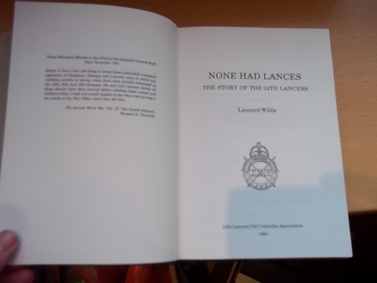 None Had Lances : The Story of the 24th Lancers by Wills, Leonard: Very ...