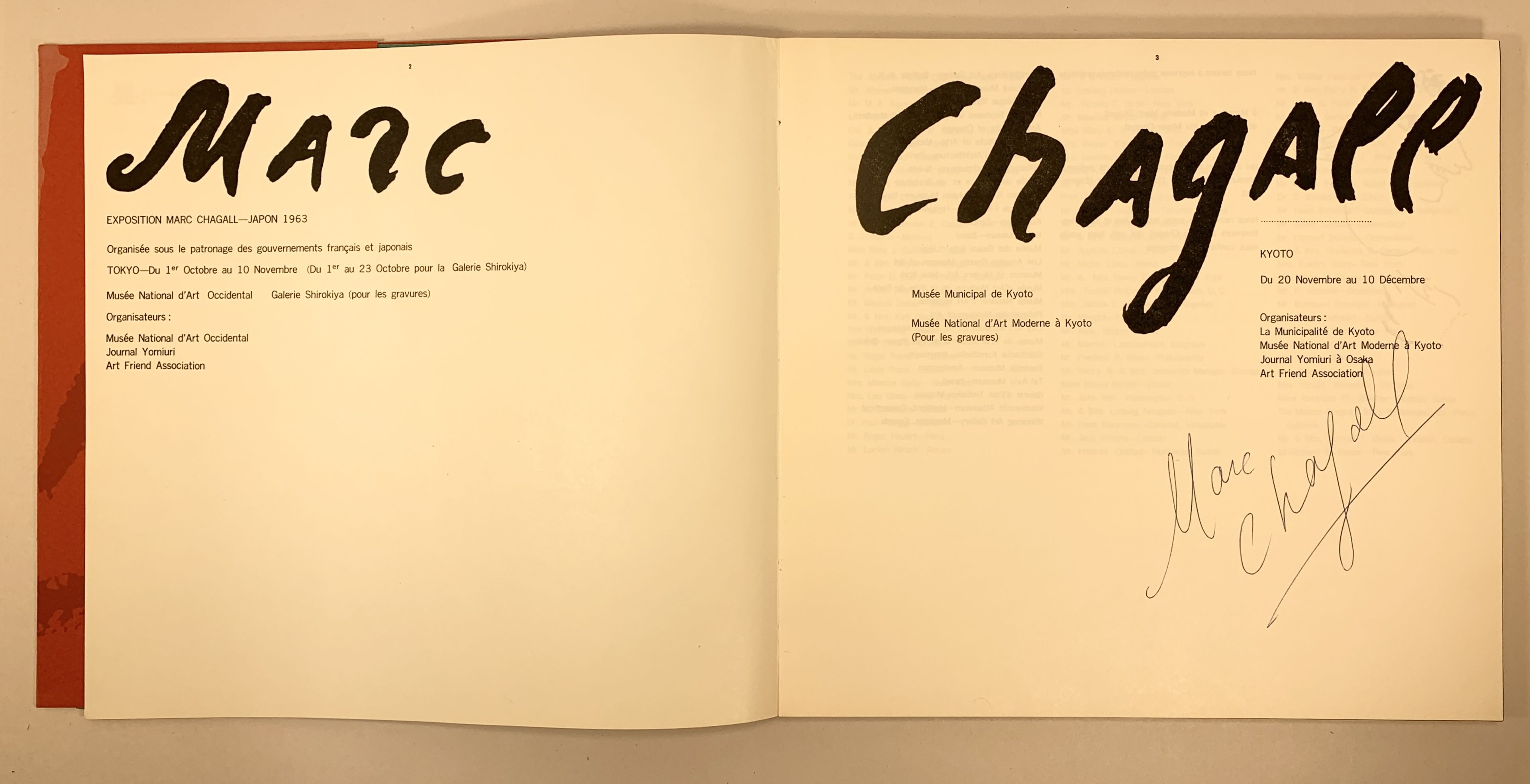 Exposition Marc Chagall, Japan 1963. Organisee Sous Le Patronage Des Gouvernements Francais et Japonais by Chagall, Marc: Fine Original Wraps ( 1963) First Edition., Signed by Author(s) | Old New York Book Shop, ABAA Exposition Marc Chagall, Japan 1963. Organisee Sous Le Patronage Des Gouvernements Francais et Japonais by Chagall, Marc: Fine Original Wraps ( 1963) First Edition., Signed by Author(s) | Old New York Book Shop, ABAA