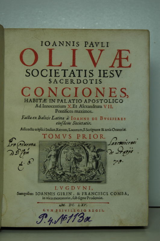 Conciones, habitae in Palatio Apostolico ad Innocentium X. Et Alexandrum VII. Pontifices maximos. 2 volumes set. - Oliva, Giovanni Paolo (1600-1681)