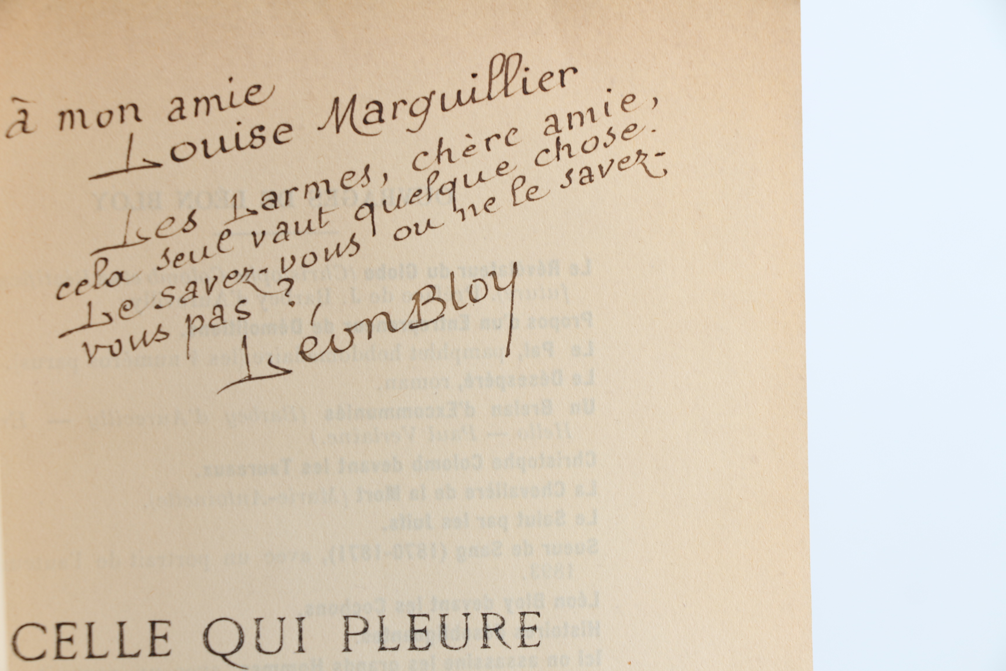 Celle qui pleure by BLOY Léon: couverture souple (1908) Signed by ...